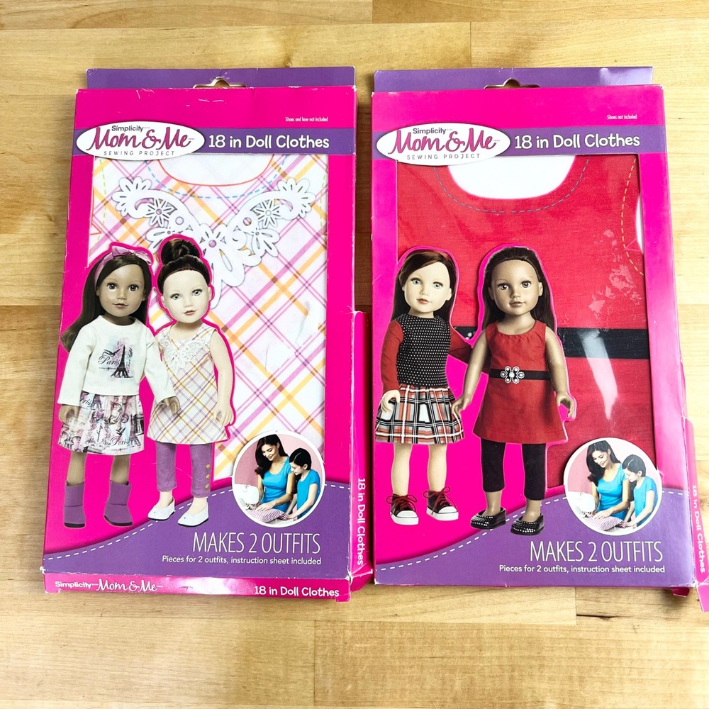 Simplicity Sewing Project Mom & Me 18 inch Doll Clothes 2 Kits 4 Outfits